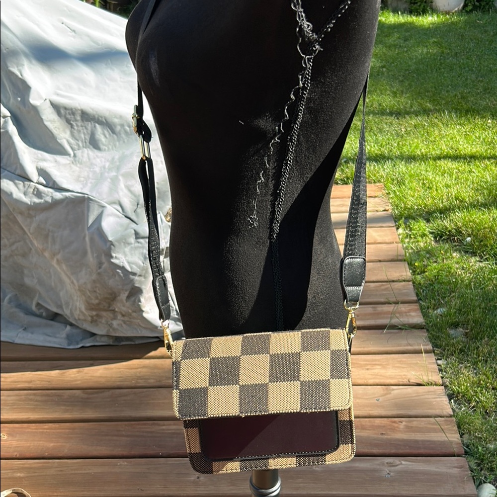 Checkered Tan and Black Women's Bag